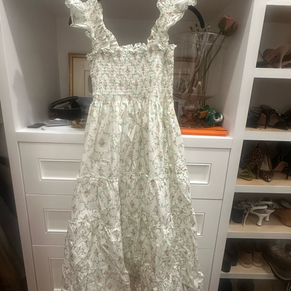 Hill House Floral Ruffle Dress - Cream
